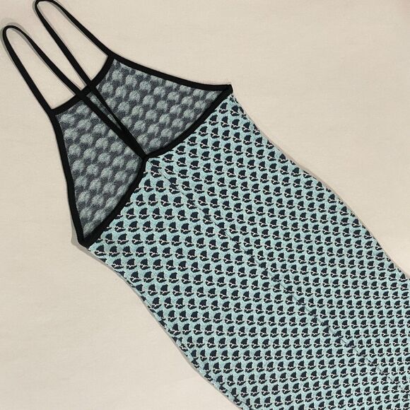 ~ ZARA M/L Halter Dress* Boho Blue Knit Stretch Midi Maxi Festival Beach Summer - Picture 2 of 13